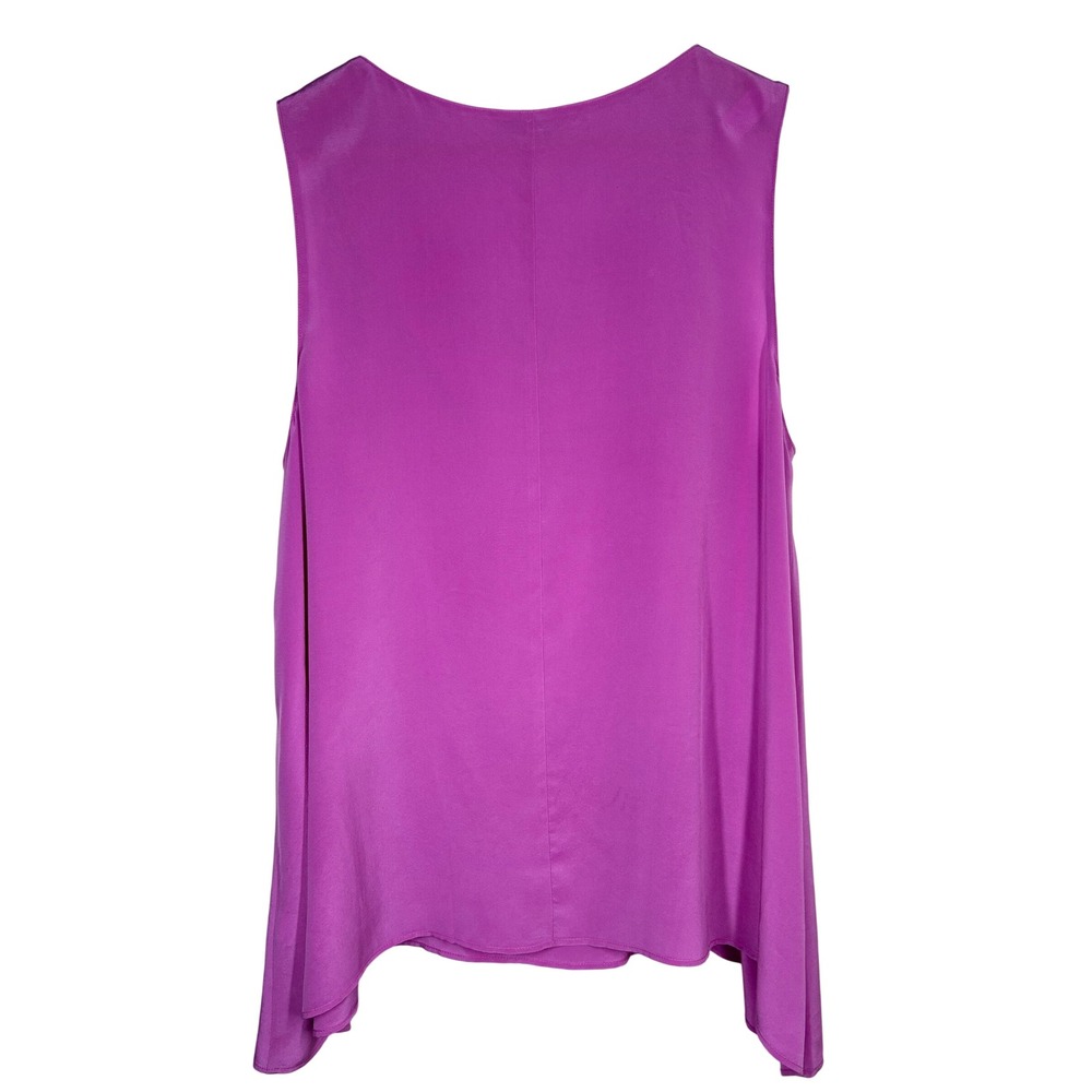 Lavender Brown Lilac 100% Silk Sleeveless Top XL V-Neck Blouse Slimming USA EUC - Picture 2 of 7